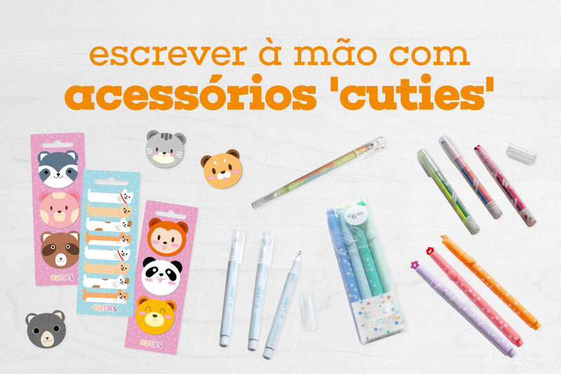 Escrever à mão com acessórios 'cuties'