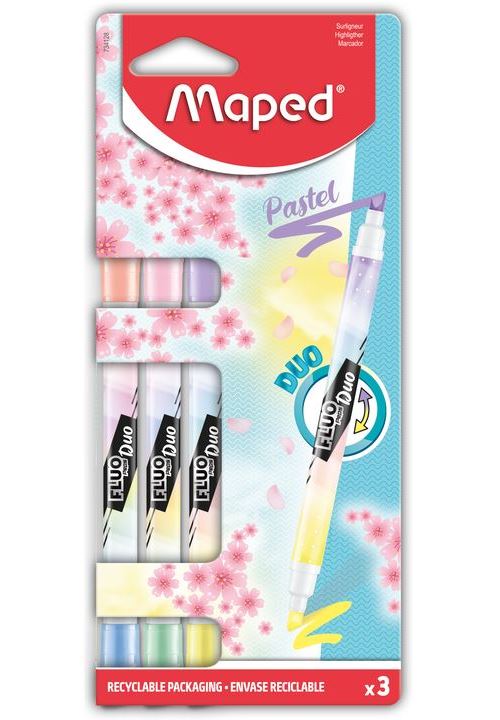 Marcador de Tinta Fluorescente Duo Pastel Maped