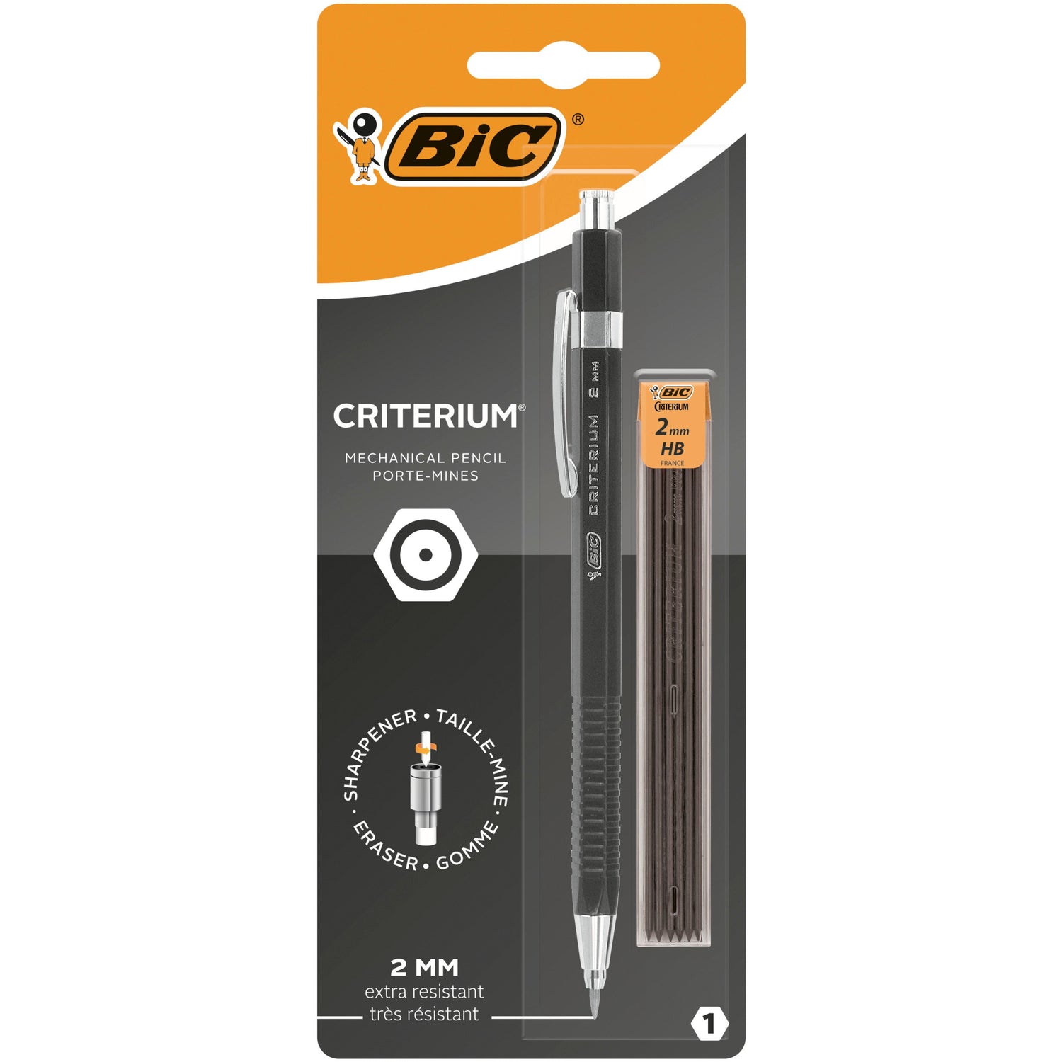Lapiseira Criterium 2mm e 6 Minas HB (várias cores) Bic