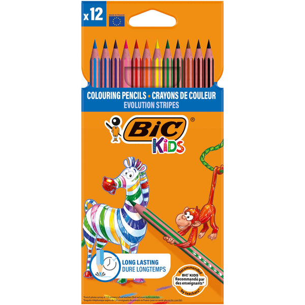 Lápis Cor Evolution Stripes 12 unidades Bic Kid