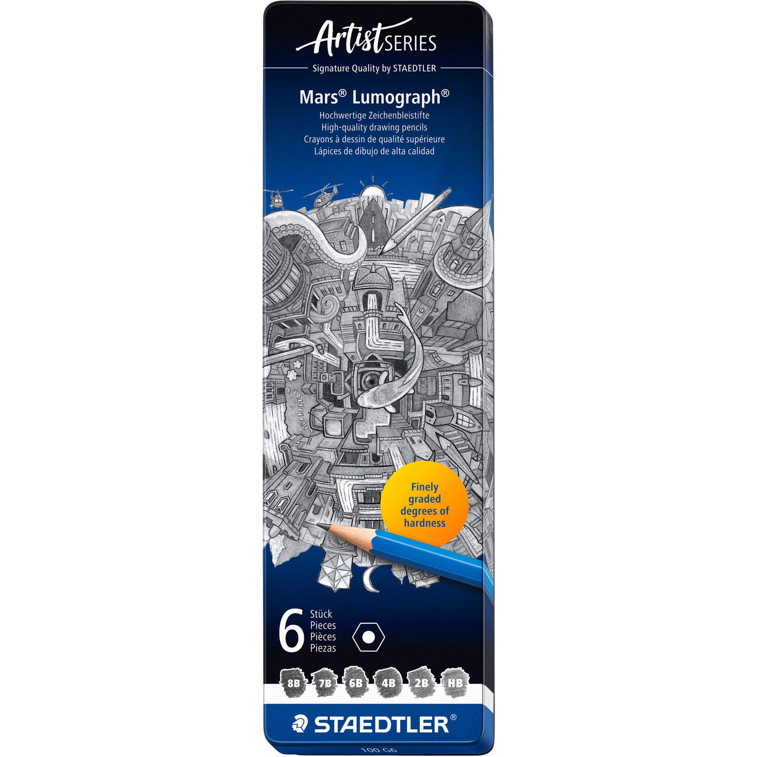 Lapis Grafite Mars Lumograph 6 Unidades Staedtler