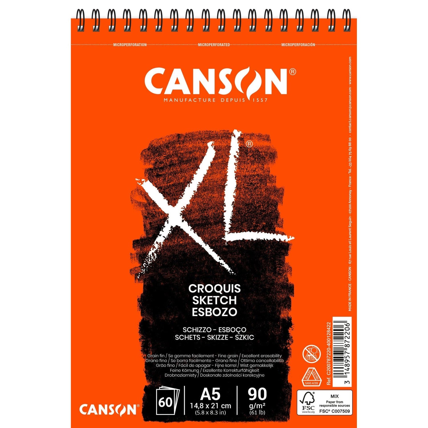Bloco de Desenho Croquis Espiral A4 Canson