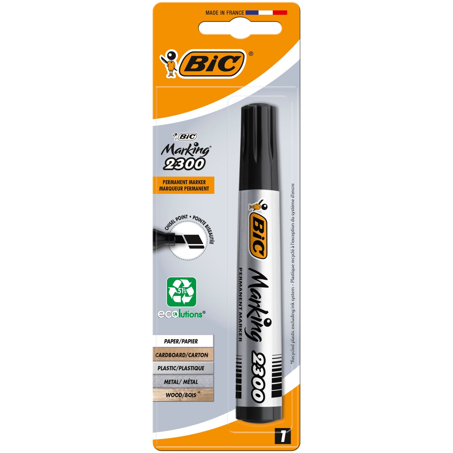 Marcador Permanente de Tinta Preta Bic