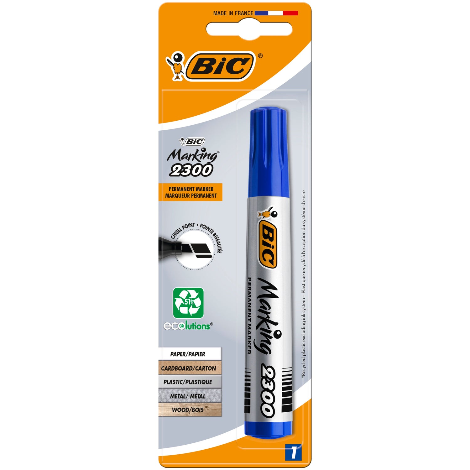 Marcador Permamente de Tinta Azul Bic