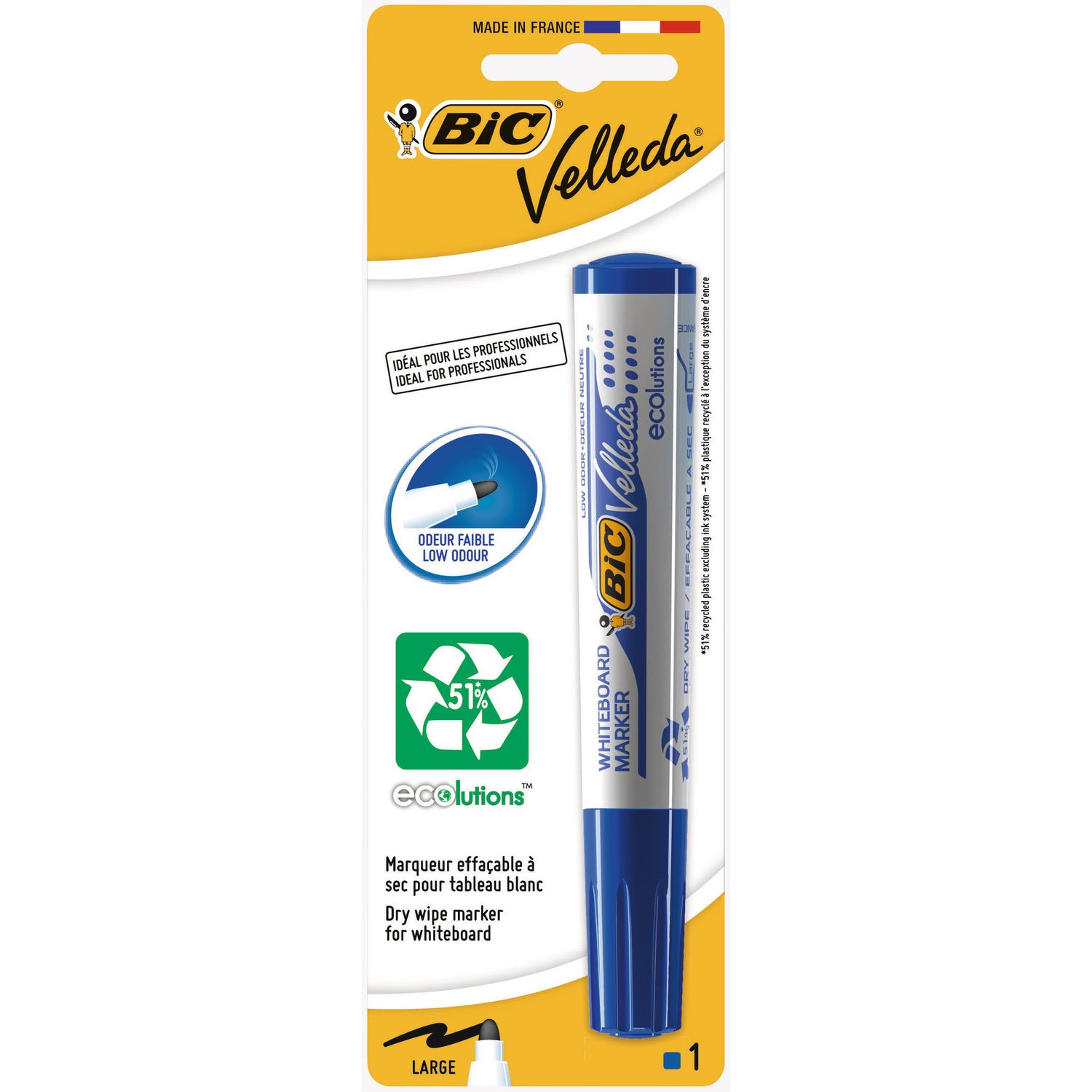 Marcador Para Quad Branco Bic Velleda G Azul