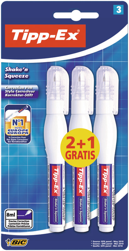 Caneta Correctora Shake N Squeeze 2+1 Unidades