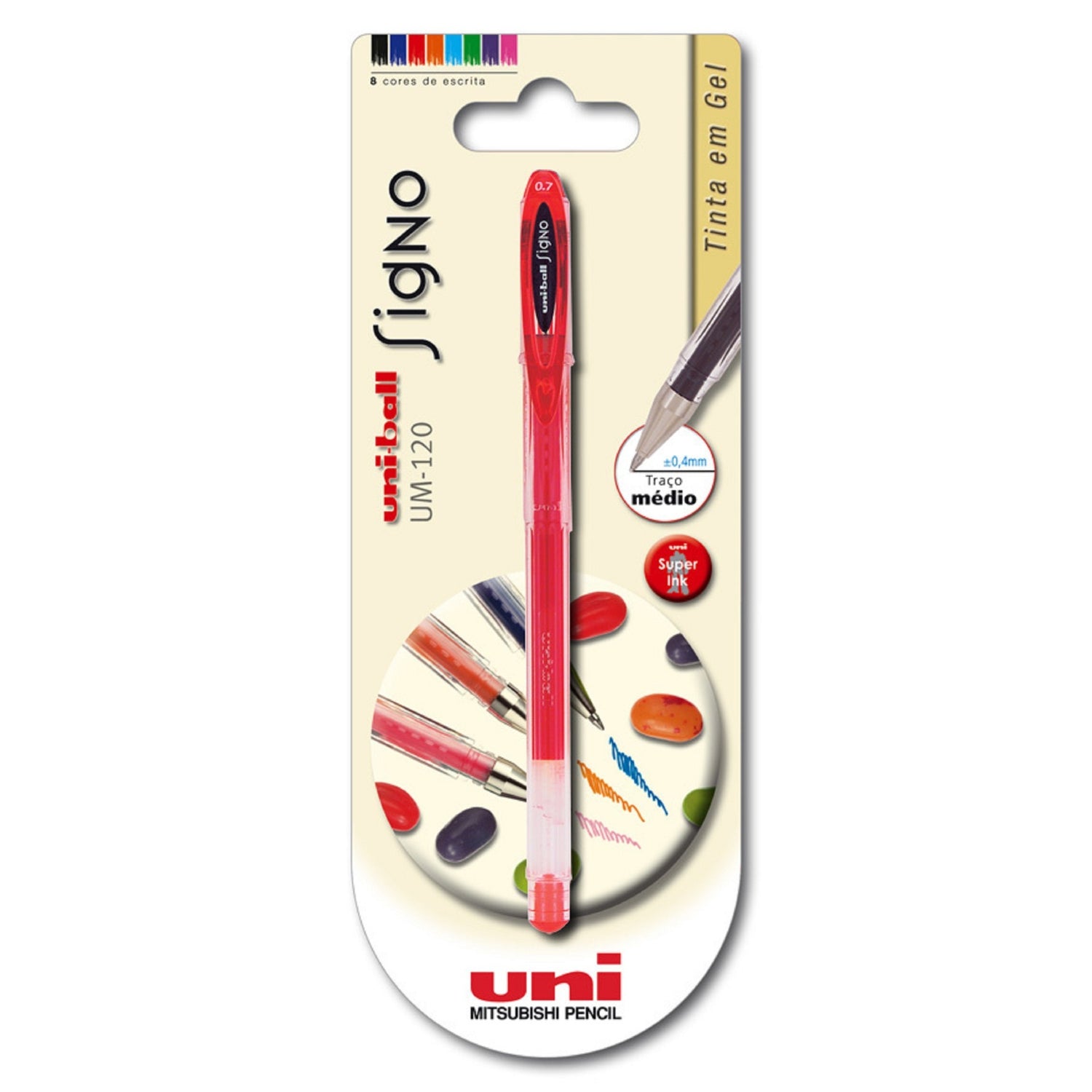Esferográfica Roller Uni Gel Um 120 Vermelho
