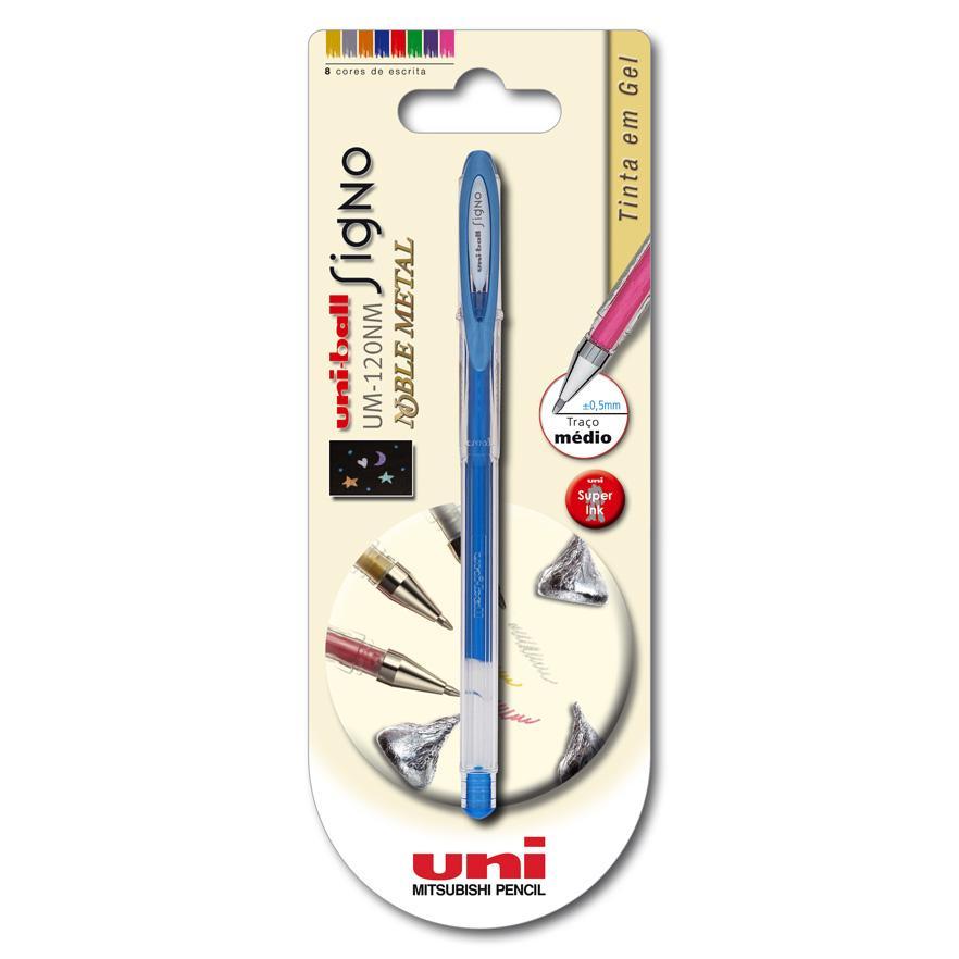 Roller Signo Noble Metal de Tinta Gel Metálica Azul Uni-ball
