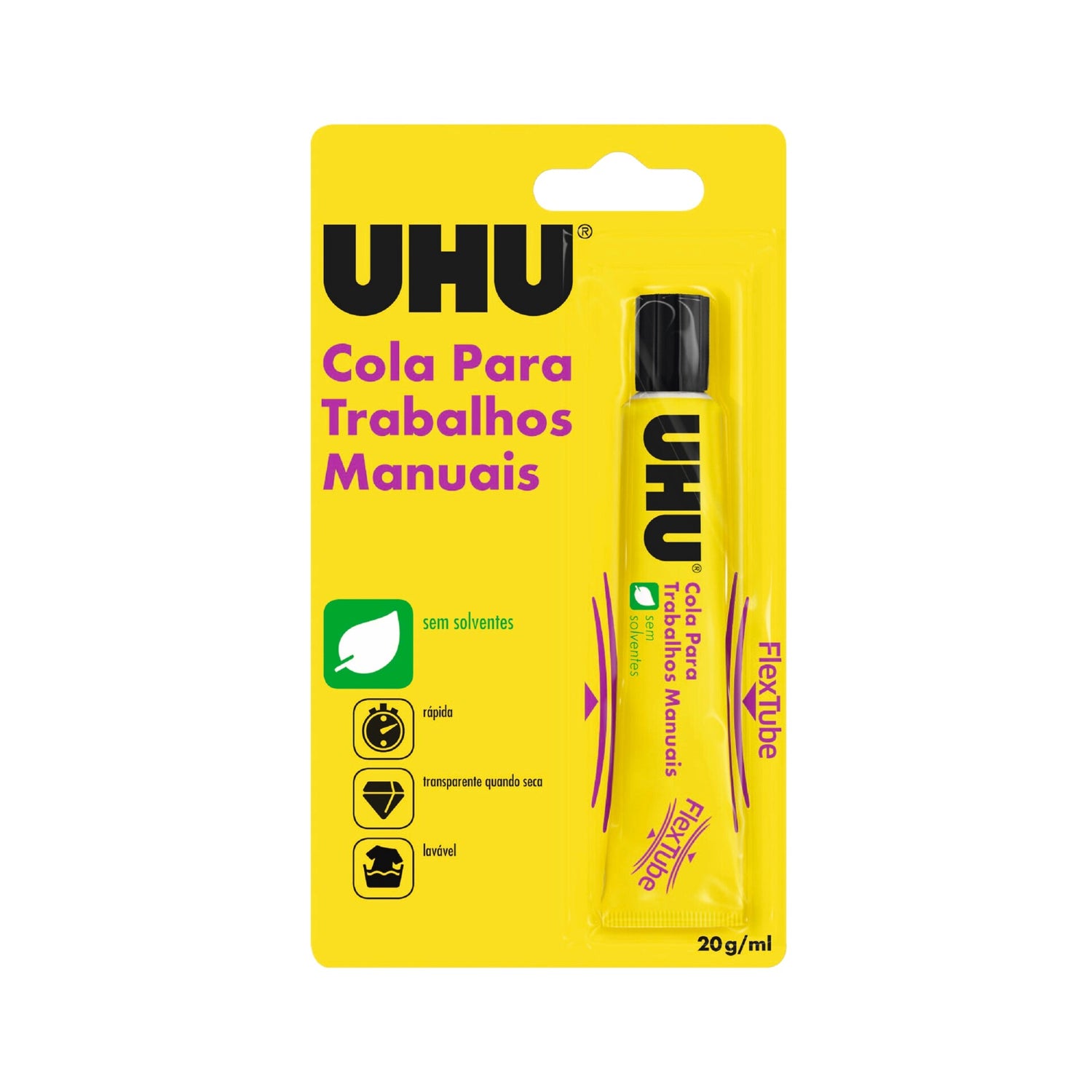 Cola Branco Tubo Plastic 20 Gramas Uhu Felx+Clean