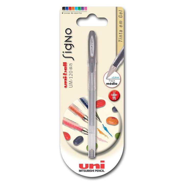 Roller Signo de Tinta Gel Prateada Uni-ball