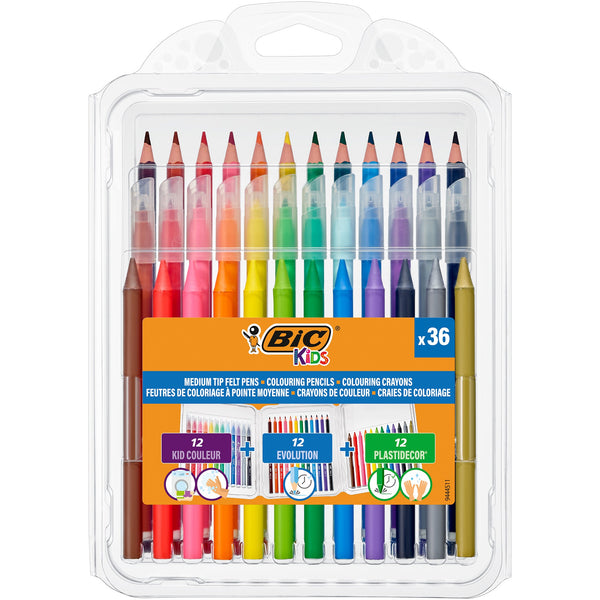 Marcador Colorido 12+Lápis Cor 12+Cera 12Unidades Bic