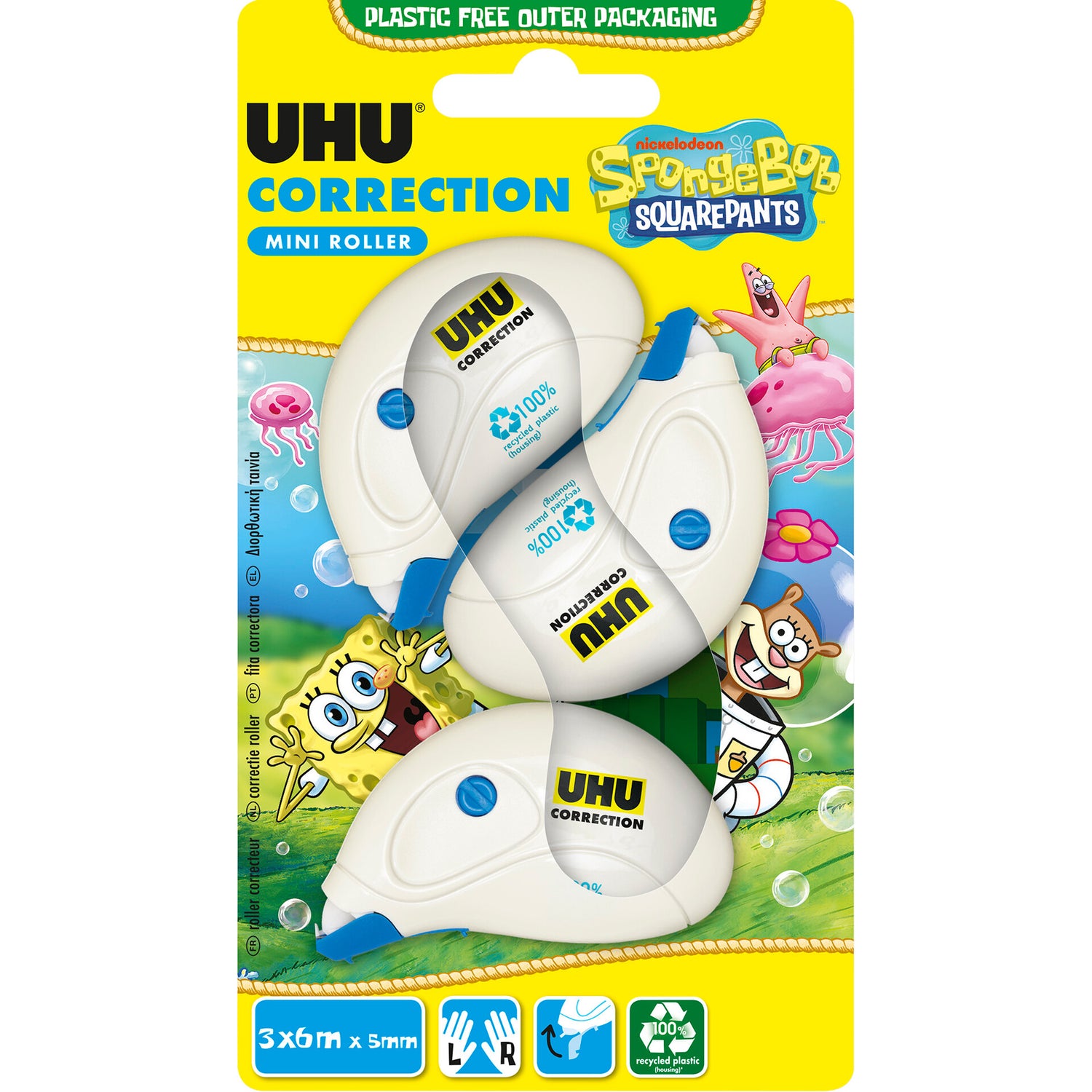 Fita Corretora Mini Roller 5mmx6m 3 Unidades (várias opções) UHU