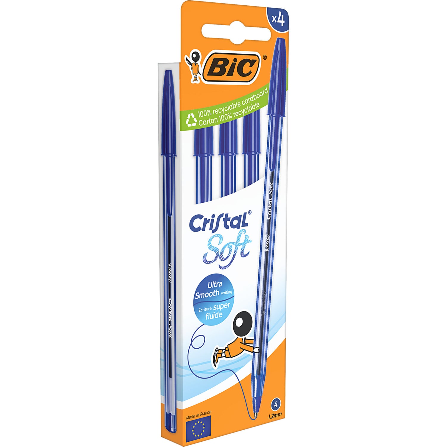 Esferográfica Cristal Soft Azul 4 Unidades Bic