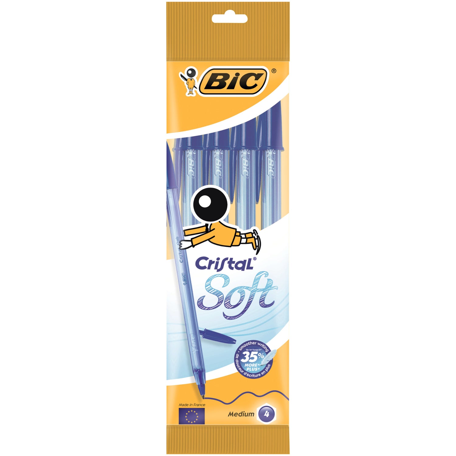 Esferográfica Cristal Soft Azul 4 Unidades Bic