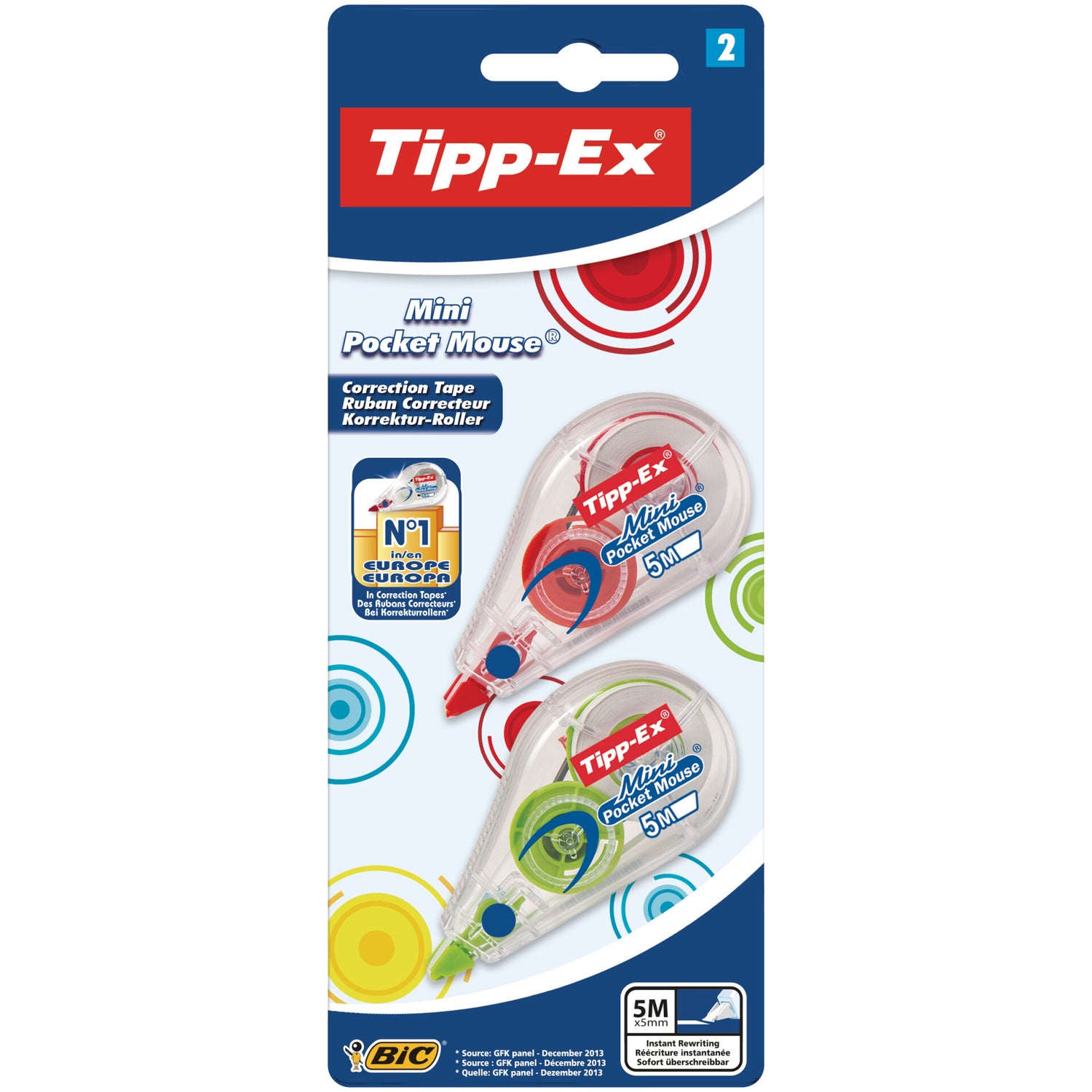 Fita Corret Mini Pocket Mouse Colors 2 Unidades
