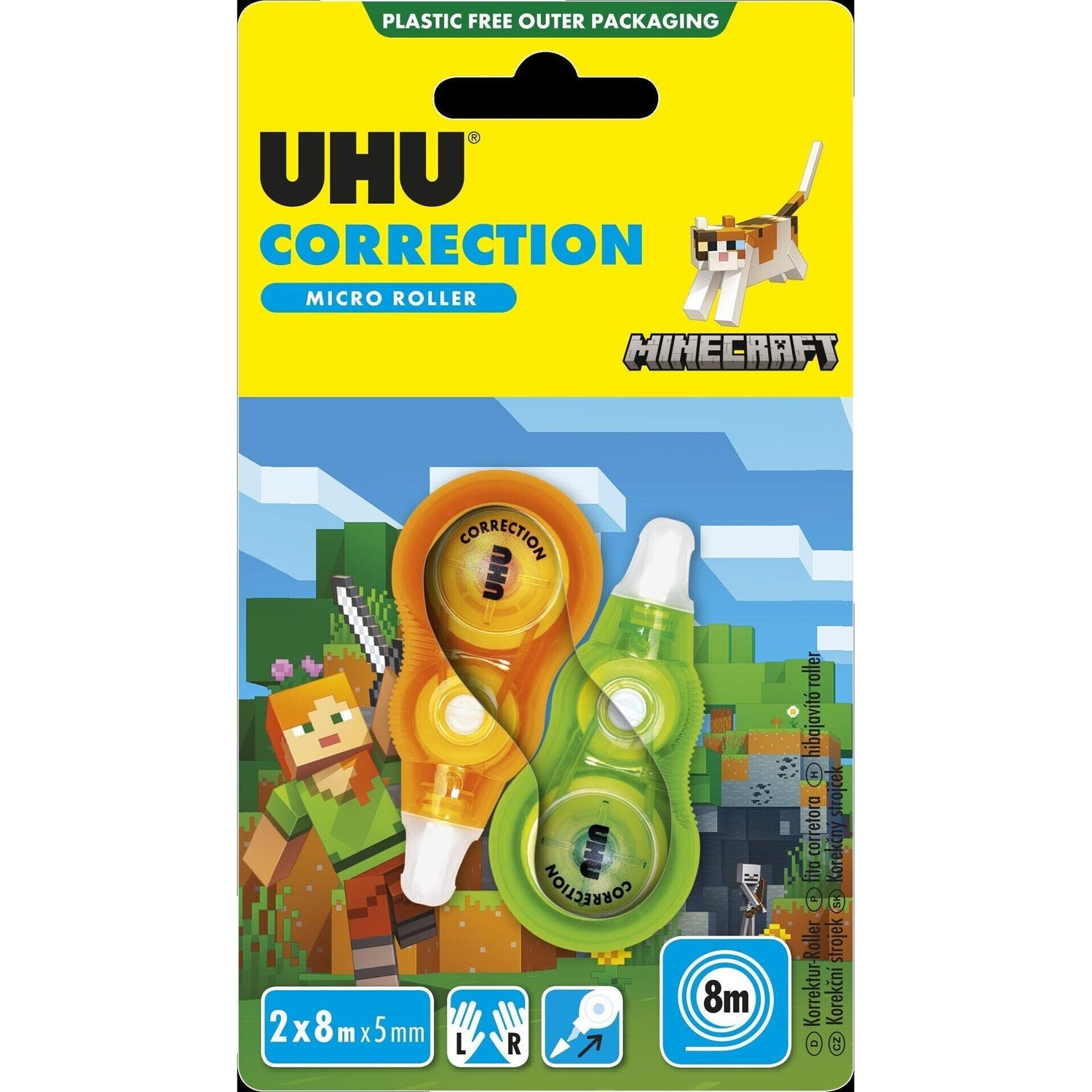 Fita Corretora Micro Roller 8m (várias cores) UHU