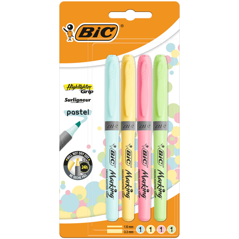 Marcadores Fluor Grip Pastel 4Unidades Bic