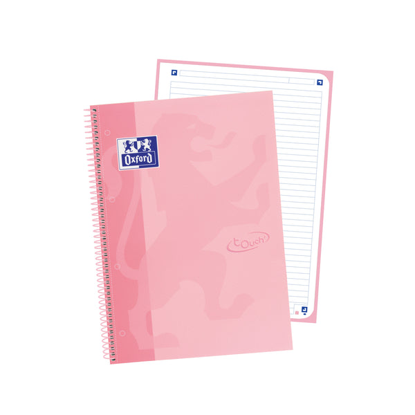 Caderno Espiral A4 Euro Touch Pautado 80 Folhas Rosa Pastel Oxford