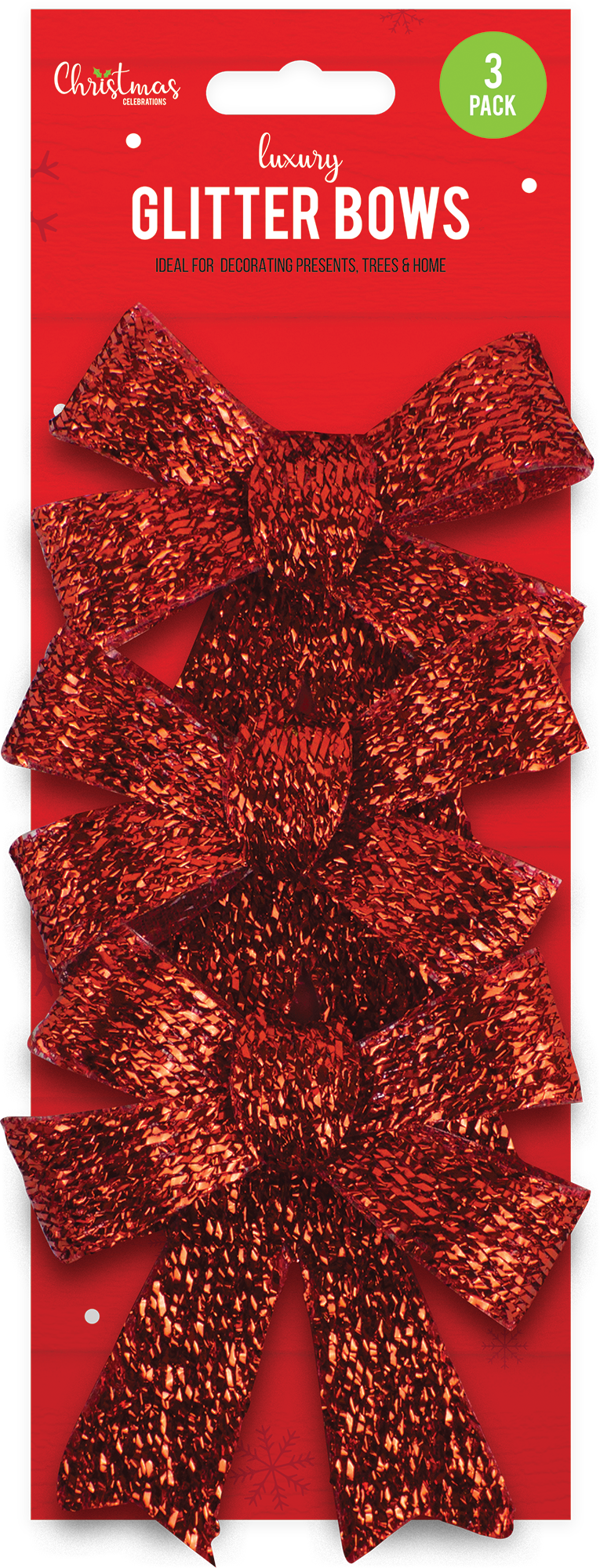 Conjunto 3 Laços Brilhantes Médios Natal