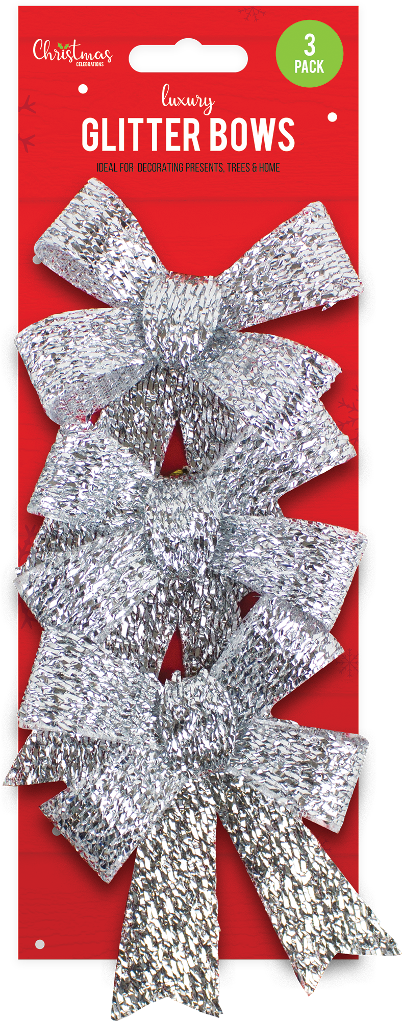 Conjunto 3 Laços Brilhantes Médios Natal