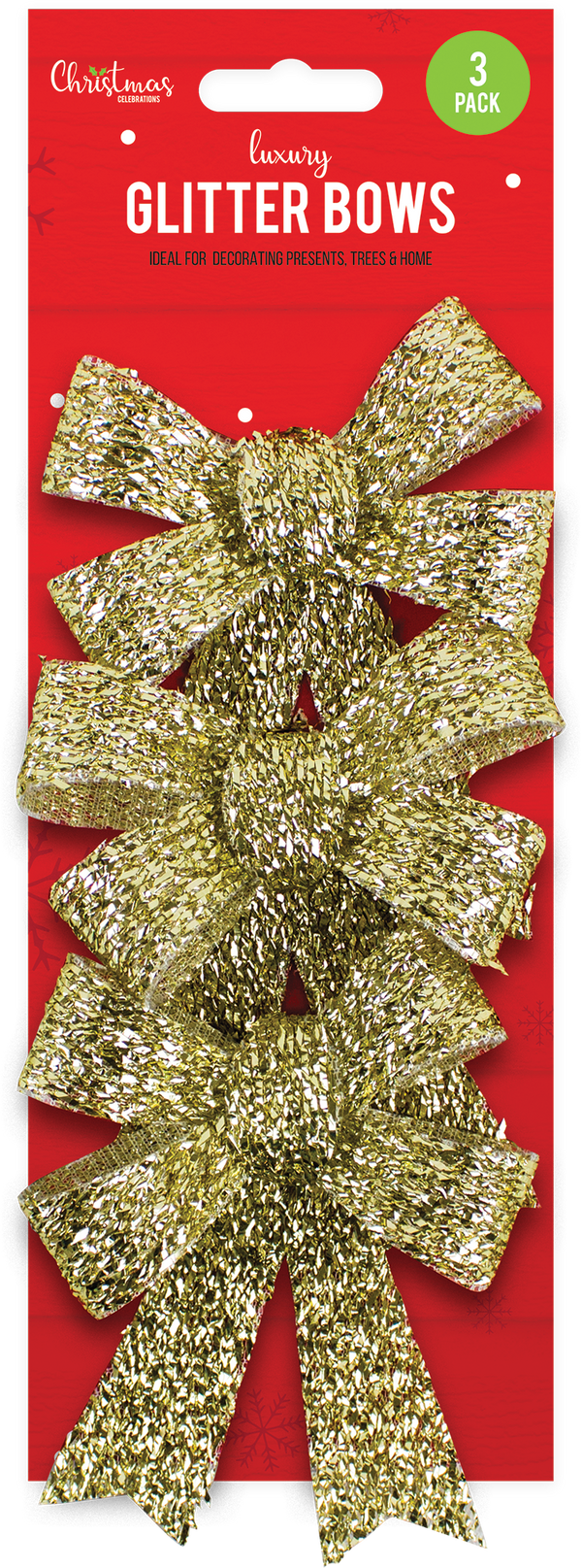 Conjunto 3 Laços Brilhantes Médios Natal