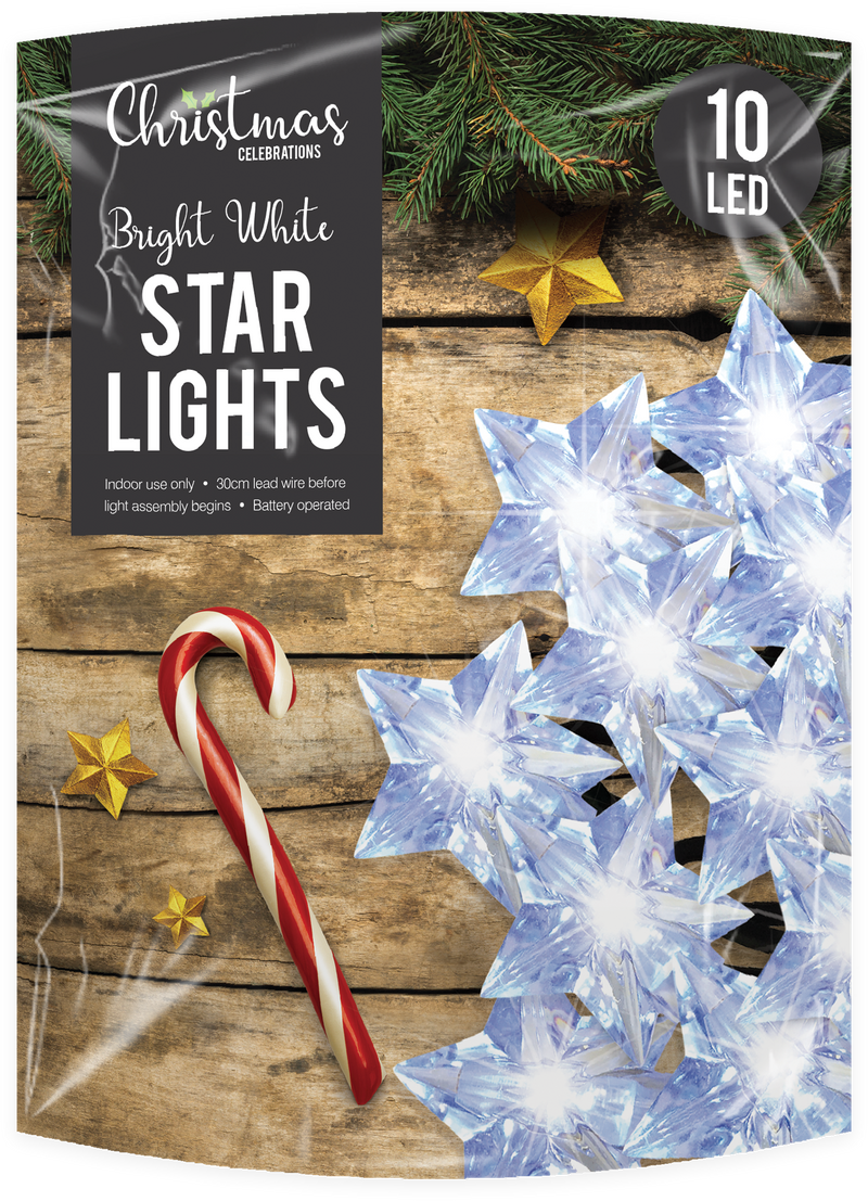 Luzes Led Brancas Estrelas Natal
