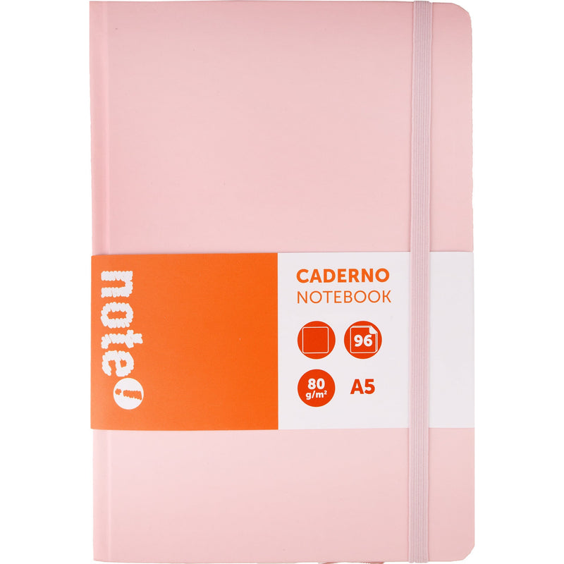 Caderno Agrafado A5 Capa Dura Com Elástico Liso Pastel