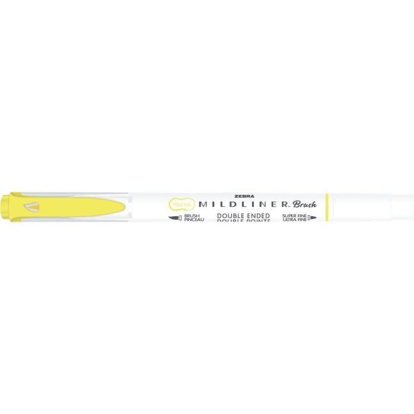 Marcador 2 Pontas Fluorescente + Brush Pen Amarelo