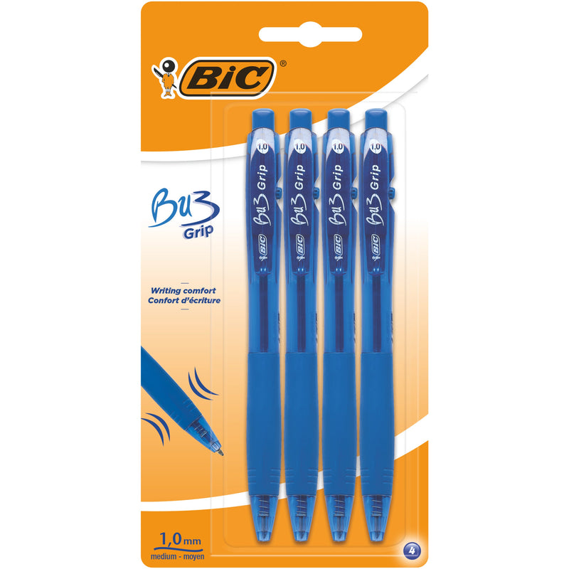 Esferográfica Bu3 Com Grip Az 4Unidades Bic