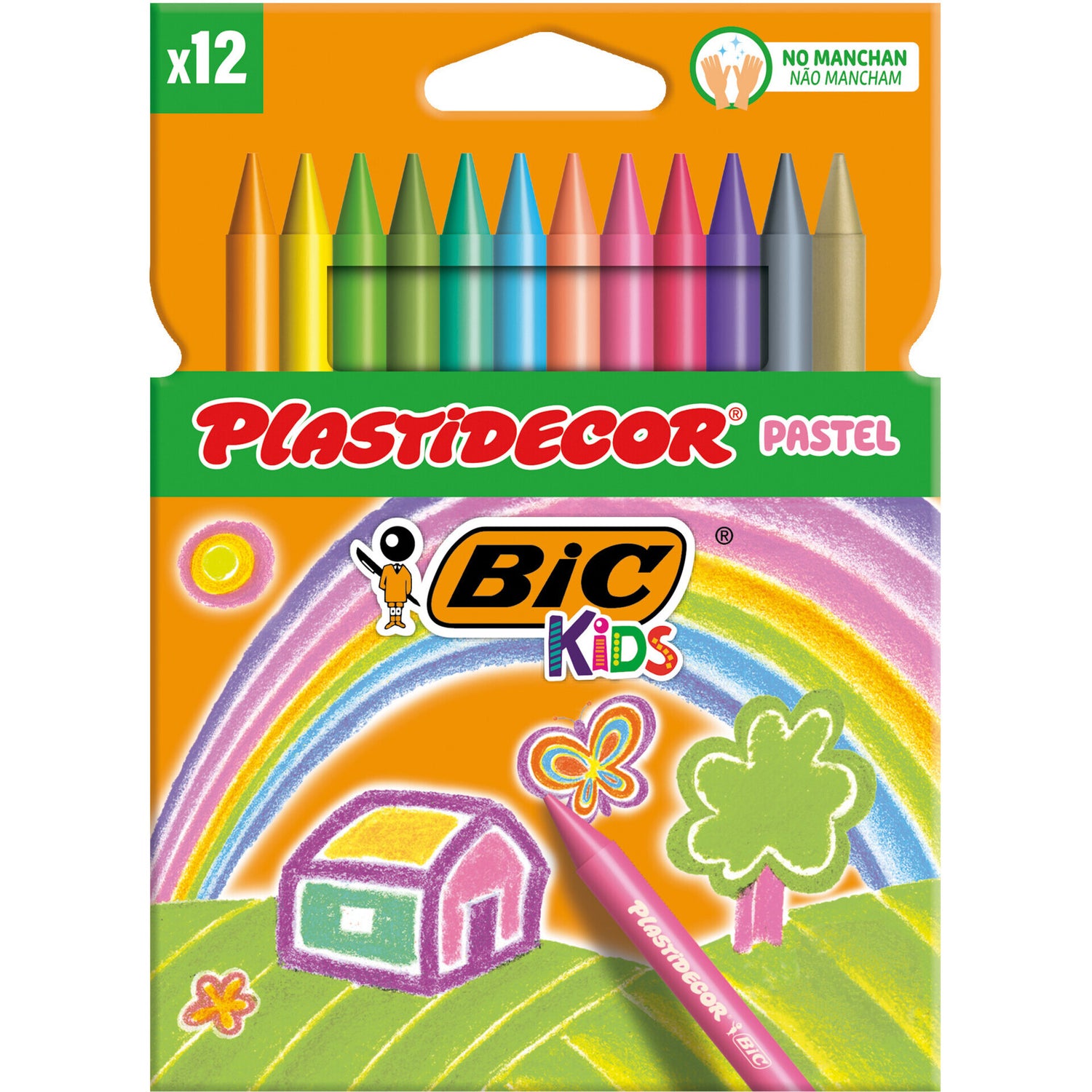 Lápis Cera Plastidecor Pastel 12 Unidades Bic