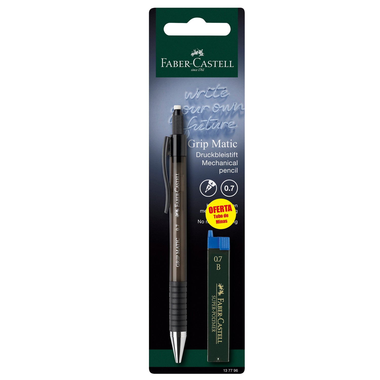 Lapiseira Grip Matic 0,7mm e Minas B Faber-Castell