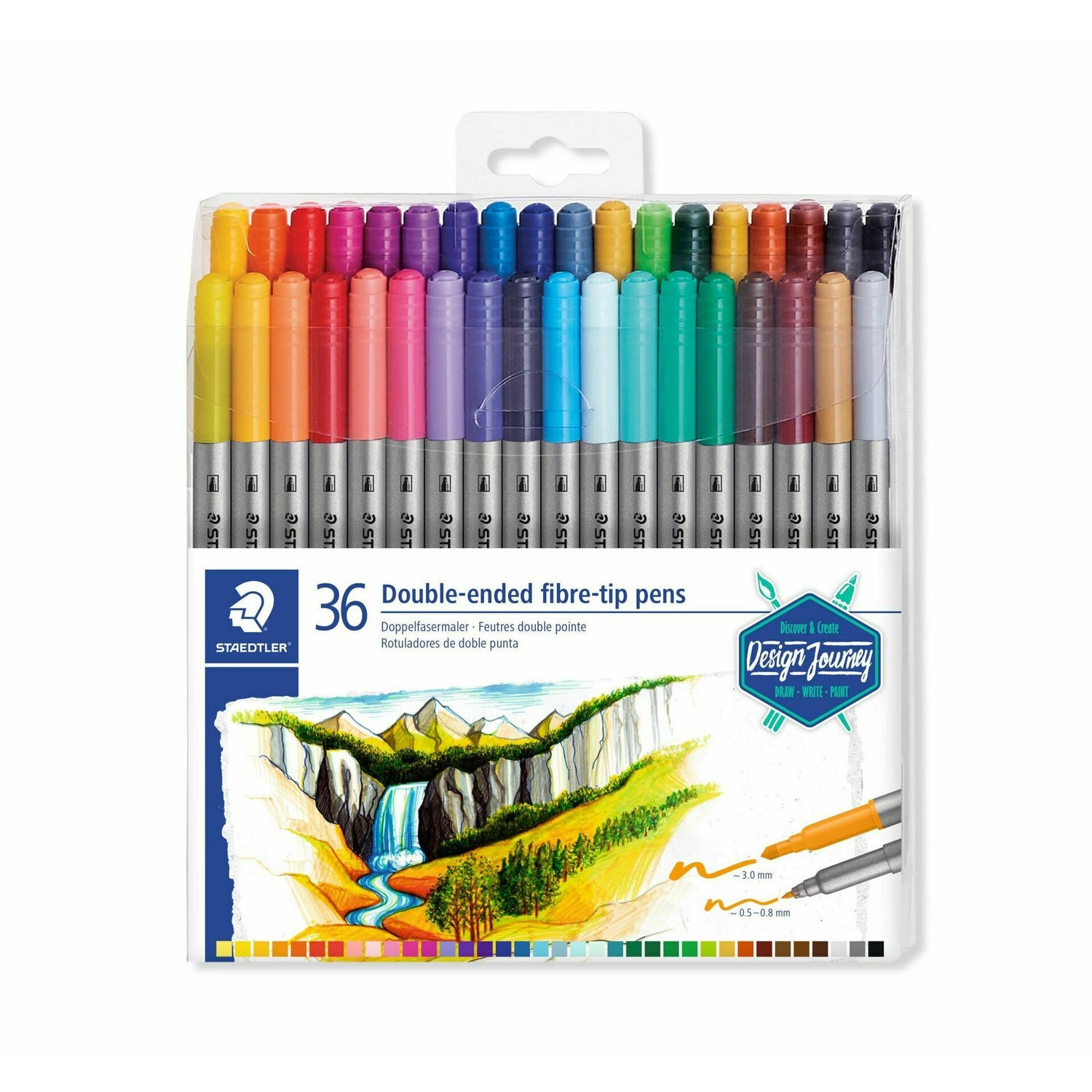 Marcador Colorir Ponta Dupla Fibra 36 Unidades