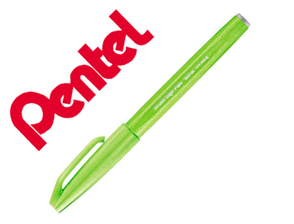 Caneta Pincel Verde Pastel Pentel