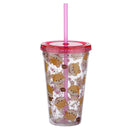 Copo Viagem C/Tampa E Palha - Cão Shiba