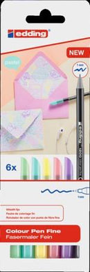 Marcador Ponta Fibra 1Mm Pastel 6 Unidades E-1200