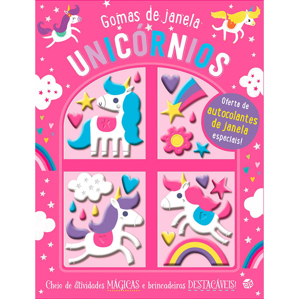 Gomas de Janela - Unicórnios   Livro de Atividades com Oferta de Autocolantes