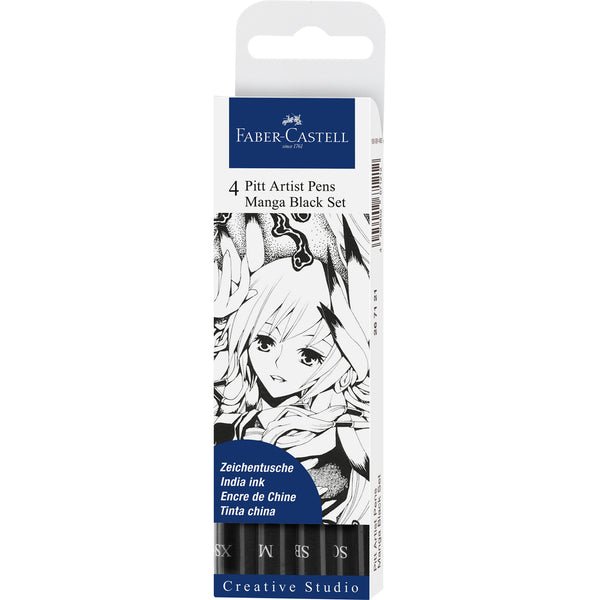 Marcador Pitt Pen Manga Xs/M/Sc/Sb Preto 4 Unidades