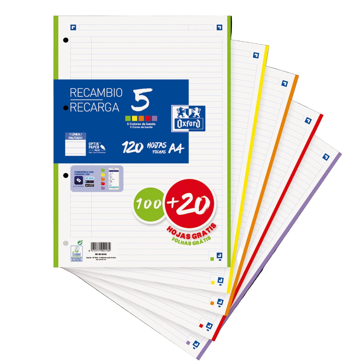 Recarga Papel A4 Pautado com Cor nas Margens