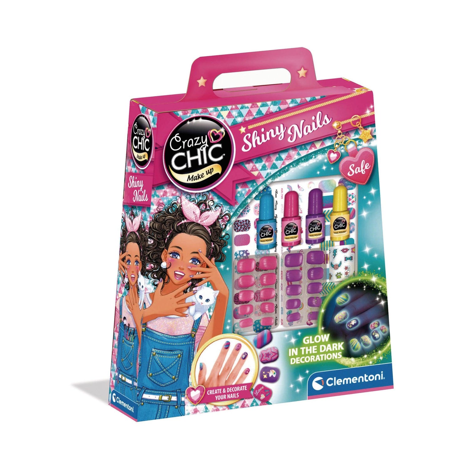 Clementoni - Kit de Unhas que Brilham no Escuro Crazy Chic