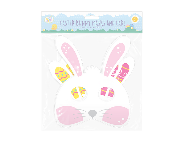 Conjunto 4 Orelhas Coelho E Máscaras Papel