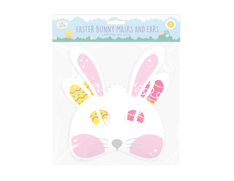 Conjunto 4 Orelhas Coelho E Máscaras Papel