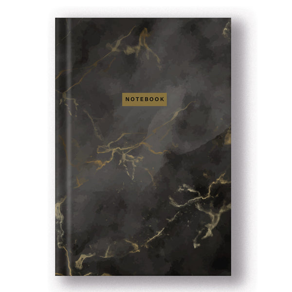 Caderno Gift A5 capa dura 96 folhas Liso Preto Marble