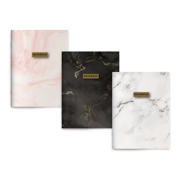 Conjunto 3 Caderno Gift 32 folhas Liso 9x14cm Marble