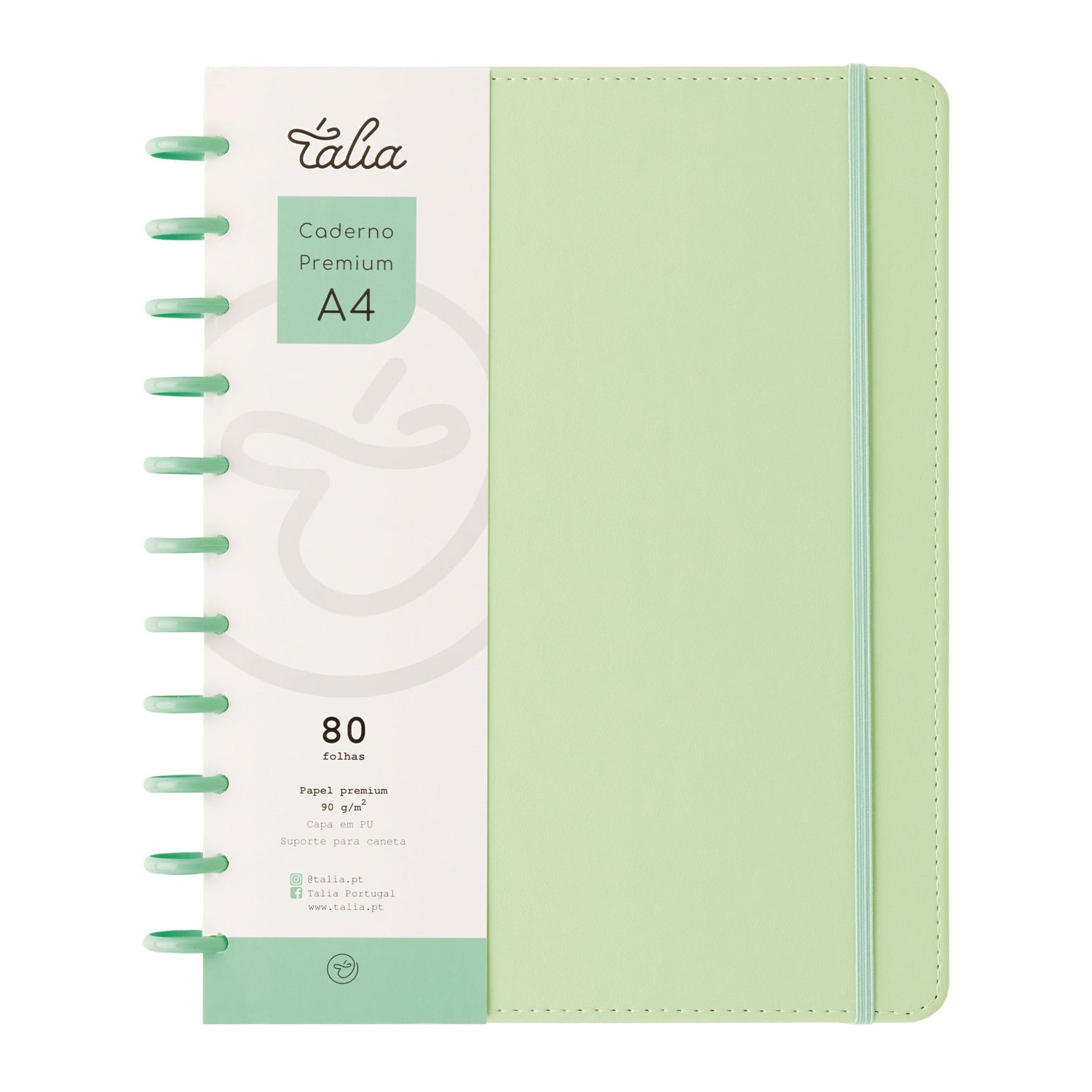 Caderno Smart com Elástico Espiral A4 Pautado Verde Talia