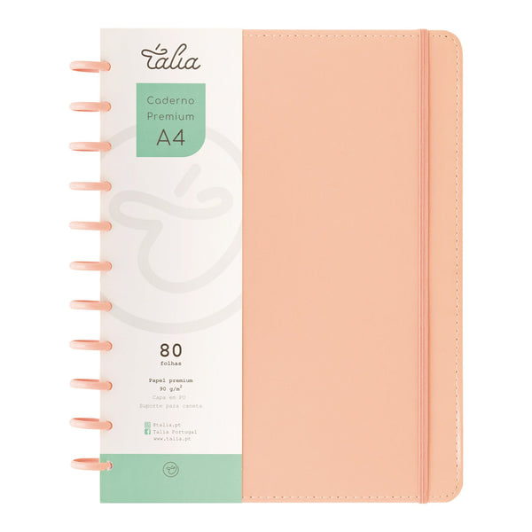 Caderno Smart A4 com Elástico e Suporte Esferográfica 80 Folhas Pautado Rosa Talia