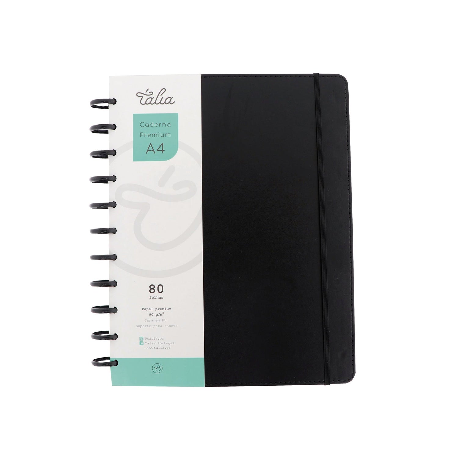 Caderno Smart com Elástico Espiral A4 Pautado Preto Talia