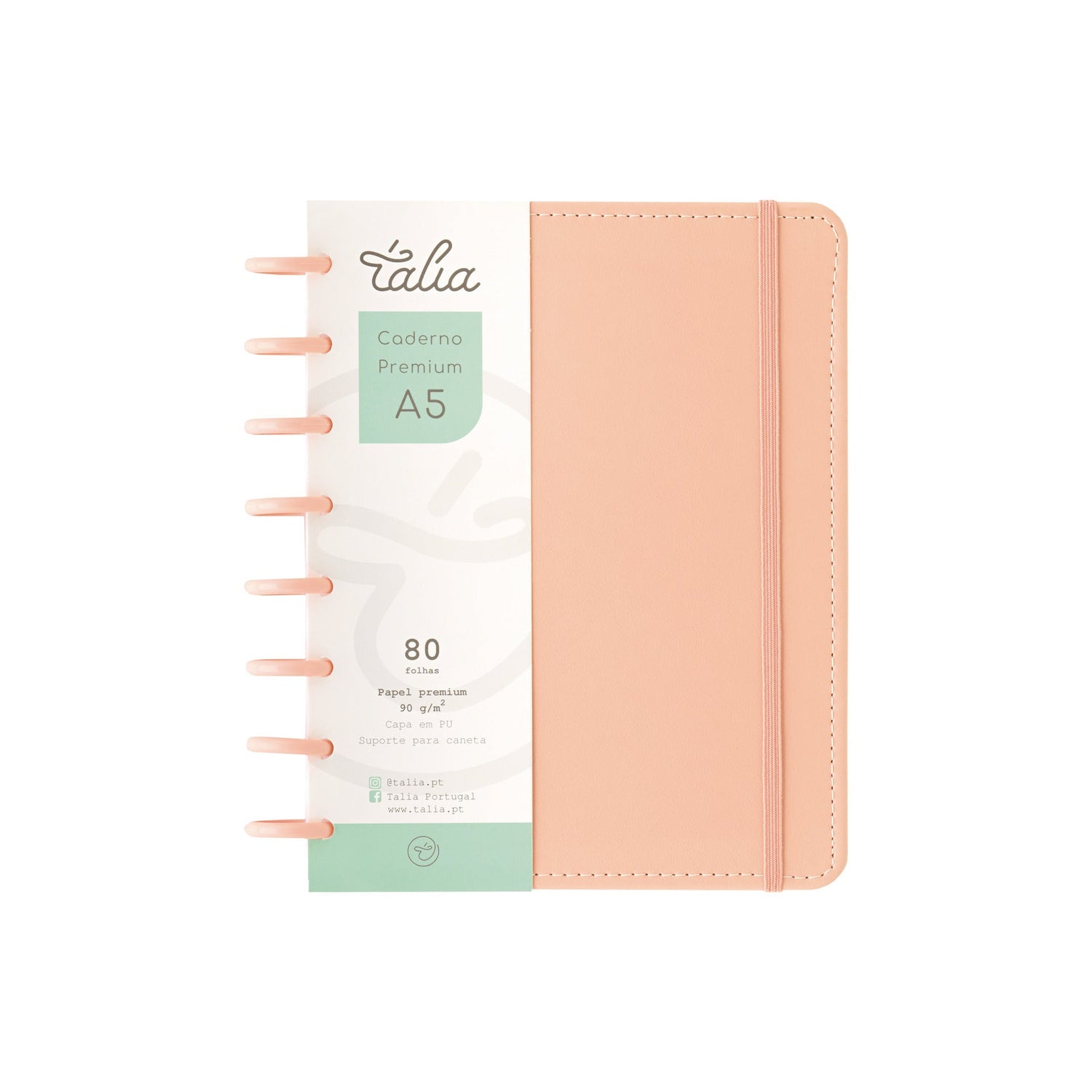 Caderno Smart com Elástico Espiral A5 Pautado Rosa Talia