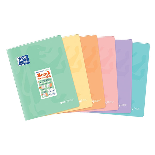 Caderno Agrafado A4 Pautado Easybook 3Em1 Pastel Oxford