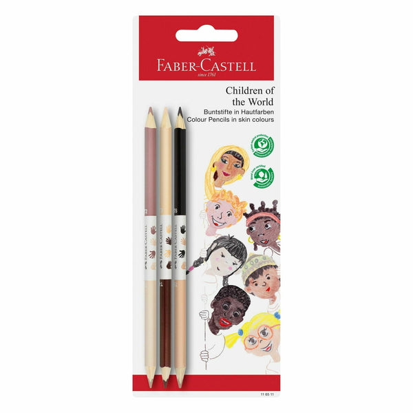 Lápis Bicolor Pele Children Of The World 3 unidades Faber Castell