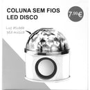 Coluna Sem Fios Bola Led Disco USB